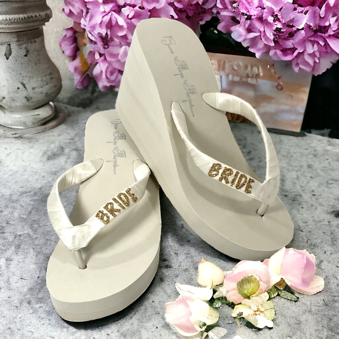 Bride's Mom Flip Flops, Choose your Wedding Title & Colors