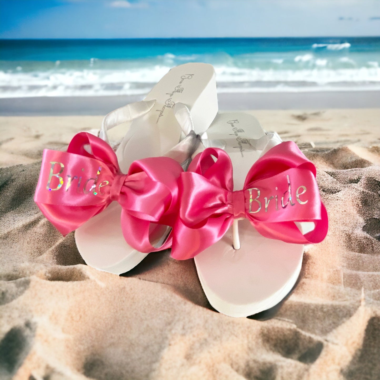 Hot Pink or Choose Your Color Bride Bow Flip Flops