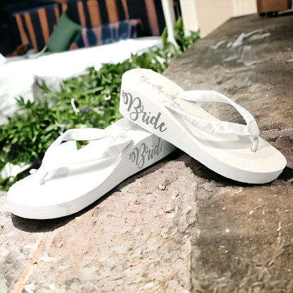 Gold Bride Wedge Flip Flops