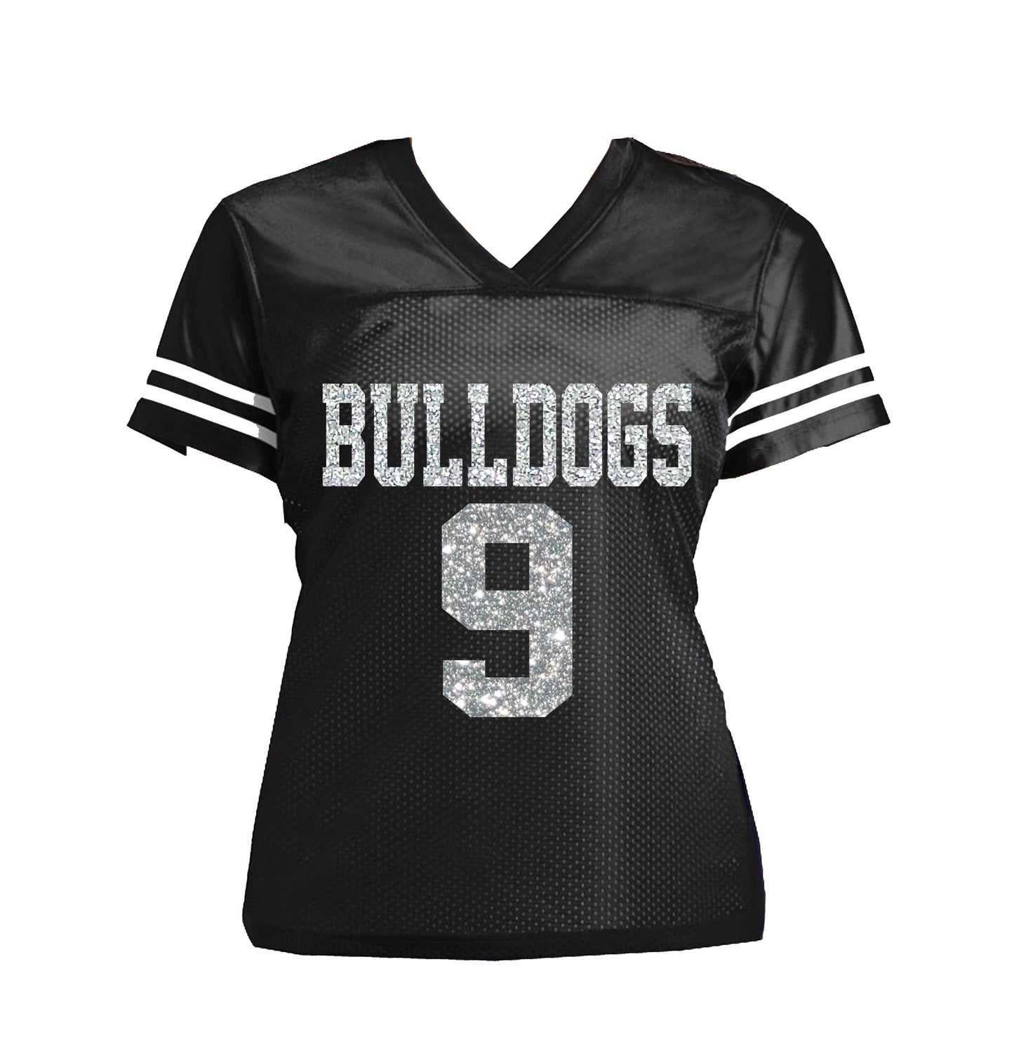 Glitter Football Women's Mom Jersey with School Team Name, Gladiators