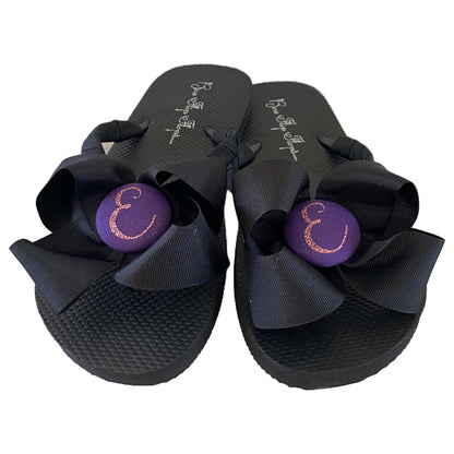 Glitter Initial Personalized Bow Flip Flops