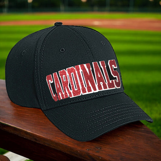 Cardinals Glitter Hat, Women's Cap for St Louis Baseball or Arizona Football in Black Red White