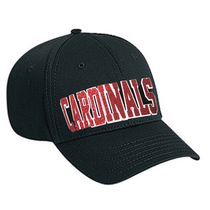 Cardinals Glitter Hat, Women's Cap for St Louis Baseball or Arizona Football in Black Red White