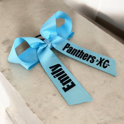 Cheer Hair Bow with Customizable Glitter Name Personalized