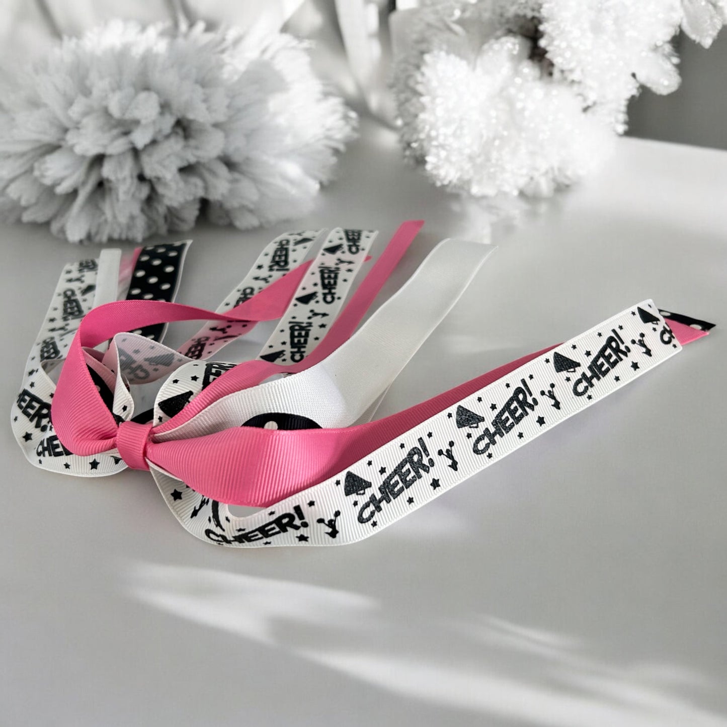 Cute Glitter Soccer Ponytail Hair Ribbons for Team, Pink or Choose Your Colors
