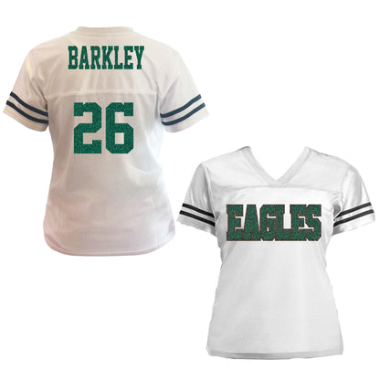 Saquon Barkley Eagles Glitter Jersey, Black Emerald Green White, Philadelphia Philly Football