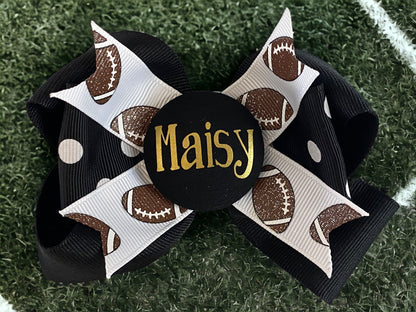 Softball Personalized Name Hair Bow - Electric Blue Black White - Choose your own colors