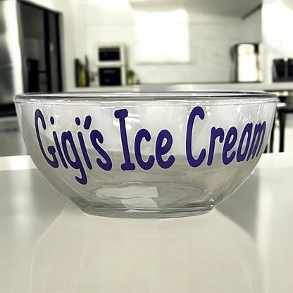 Cereal Killer Glass Bowl, Personalized Dessert or Breakfast Dish, Red Choose Colors