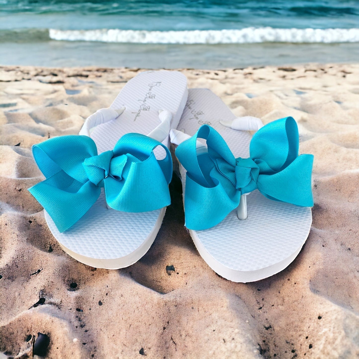 Classic White Big Bow Flip Flops