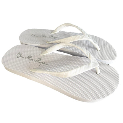 White or Black Bow Flip Flops