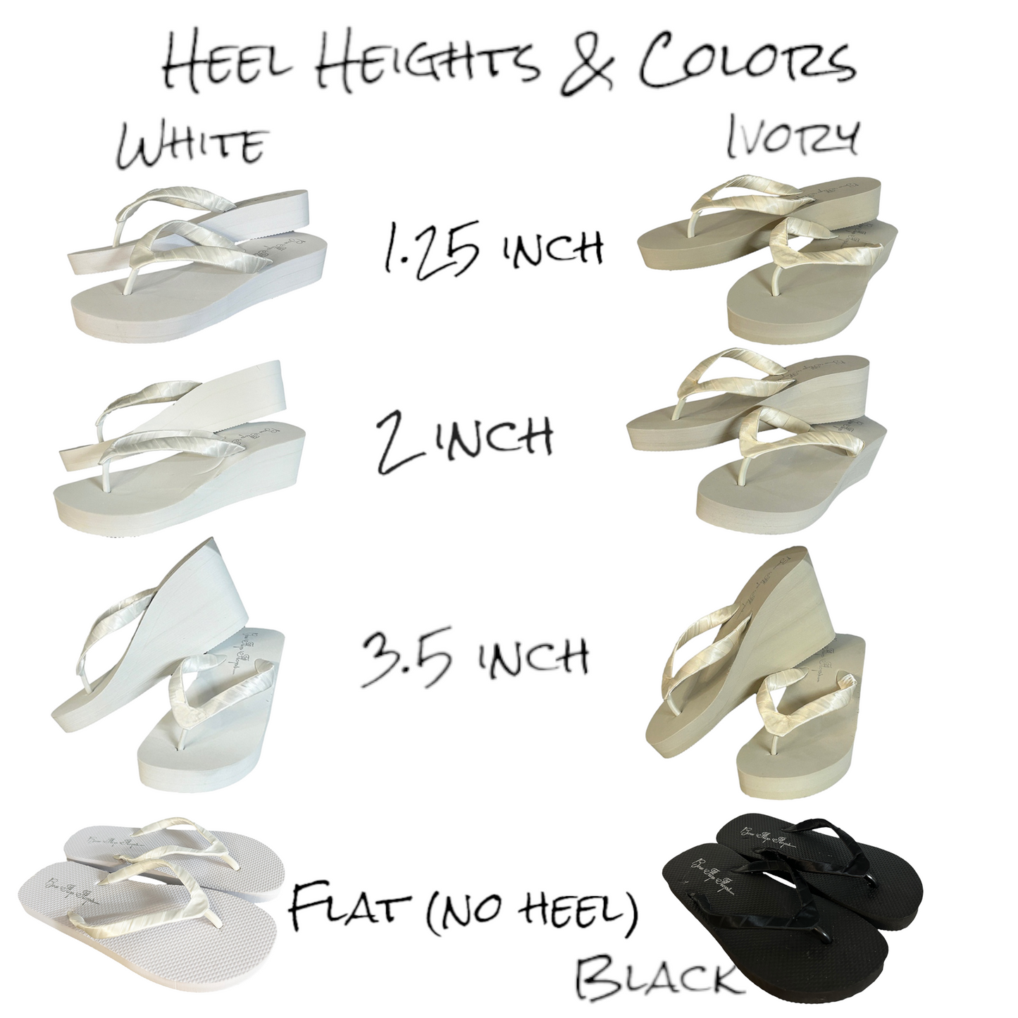 Ivory 3.5 Inch Heel Rhinestone Heart  Flip Flops + many heel and color options!