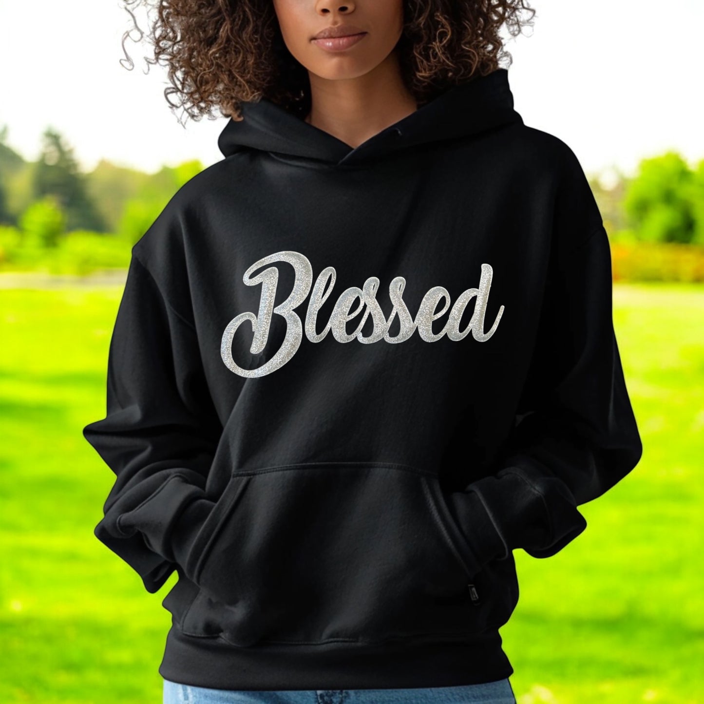 Choose Your Colors Hoodie with Customizable Glitter Writing on the Front