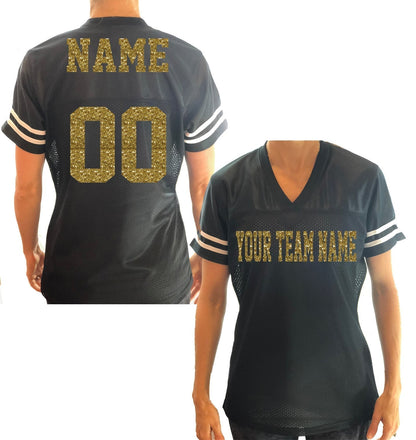Maroon & Gold or Choose Your Colors Glitter Football Jersey for Women