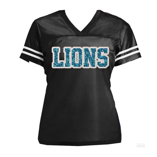Lions Glitter Women’s Jersey Football Shirt, Detroit