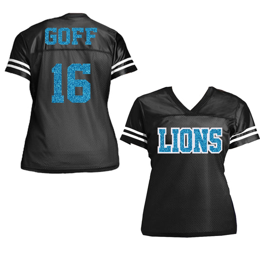 Lions Goff Glitter Football Jersey for Women's Shirt Detroit