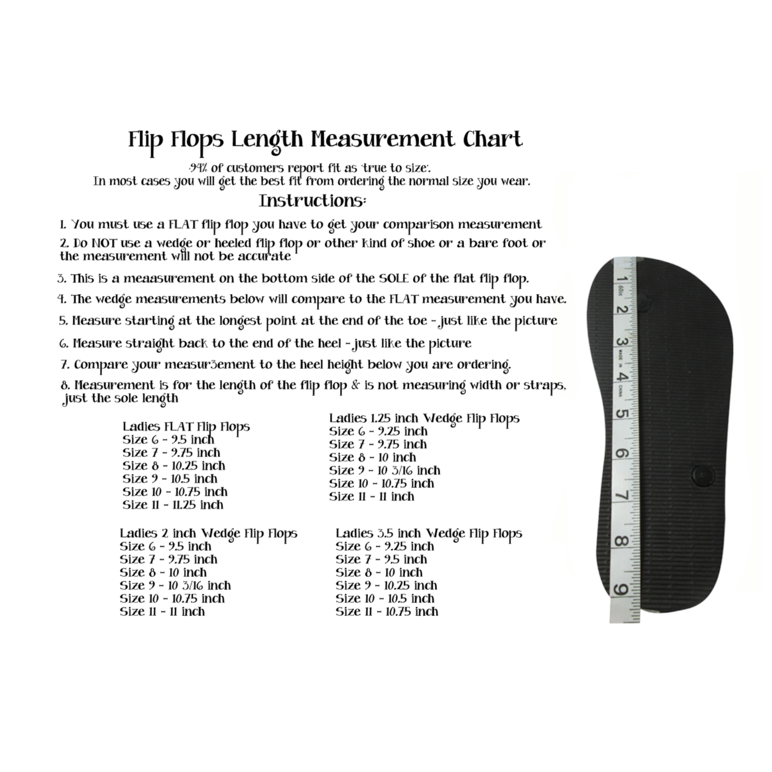 Flip Flop Sizing & Color Info Sparklez Apparel