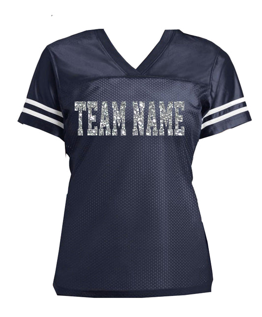 Design Your Glitter Women's Football Jersey Shirt