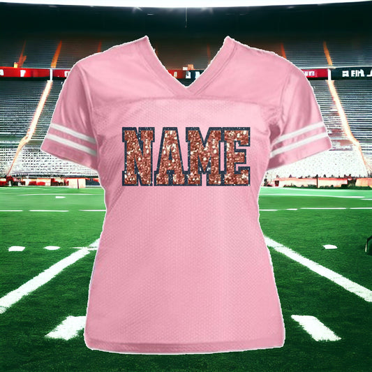 Customizable Glitter Football Jersey, Pink or Choose Colors and Team Name