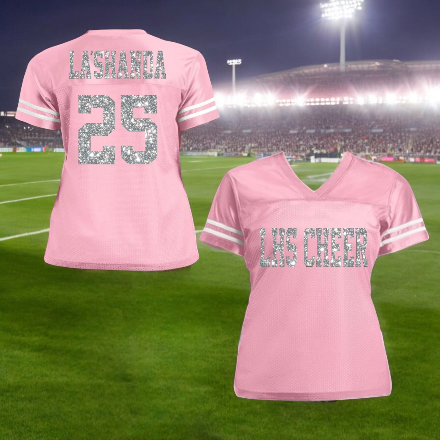 Red & Gold Glitter Jersey  - Choose Your Custom Colors - with Team, Player and Number