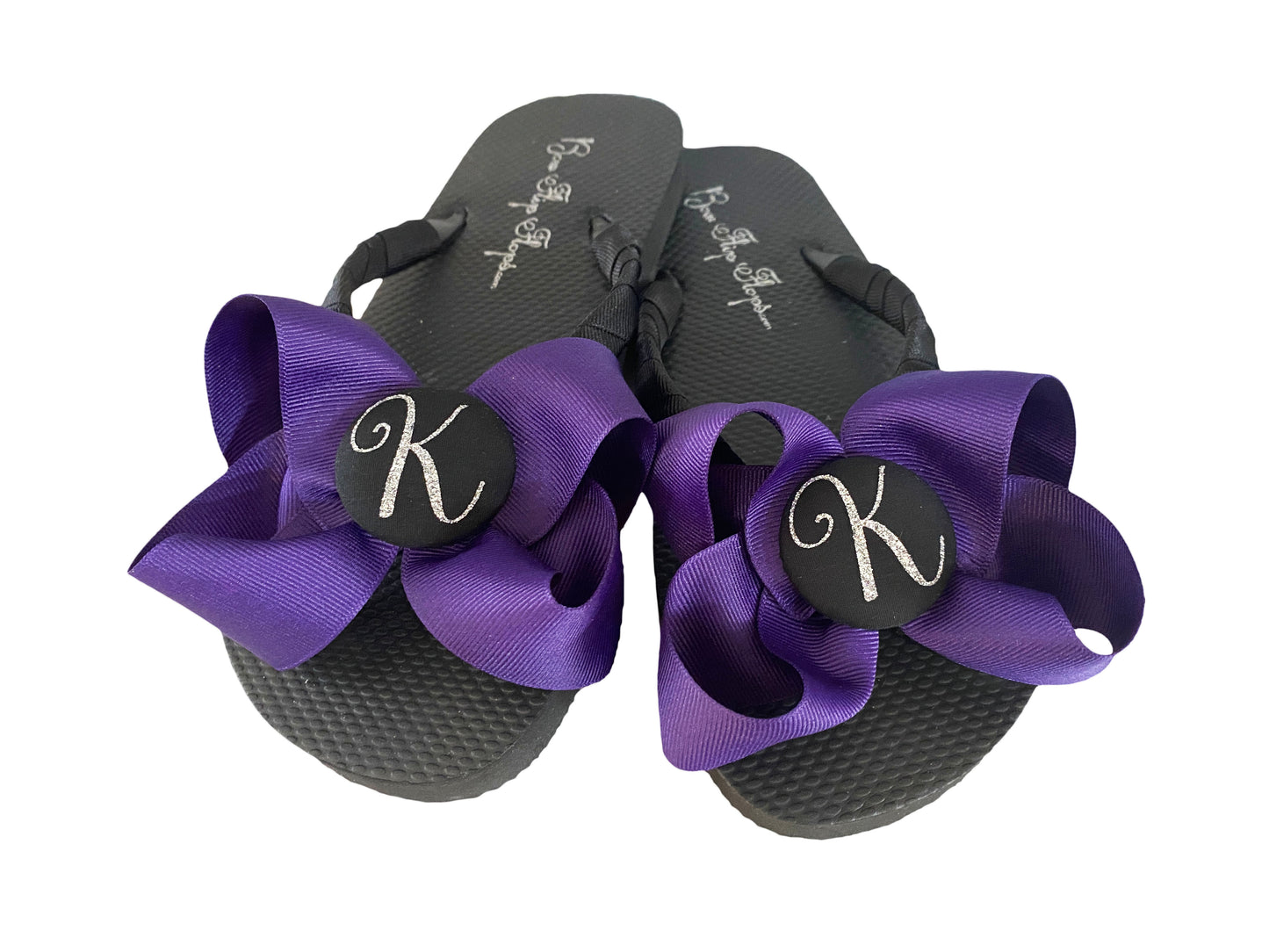 Glitter Initial Personalized Bow Flip Flops