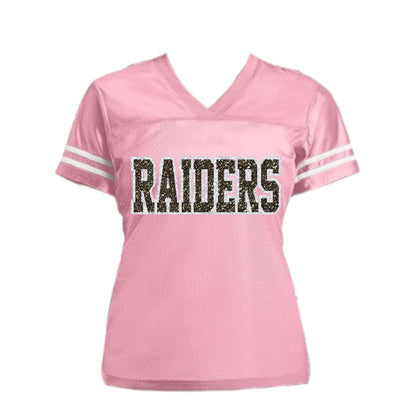 White or Black and Silver Glitter Raiders Women’s Jersey Shirt