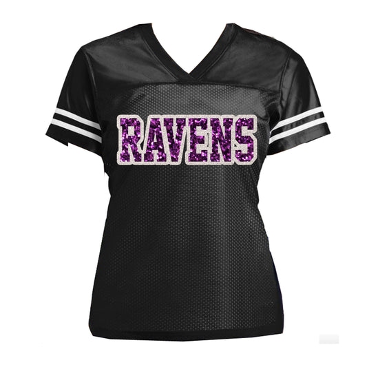 Ravens Glitter Jersey, Baltimore Women's Sparkly Football Shirt