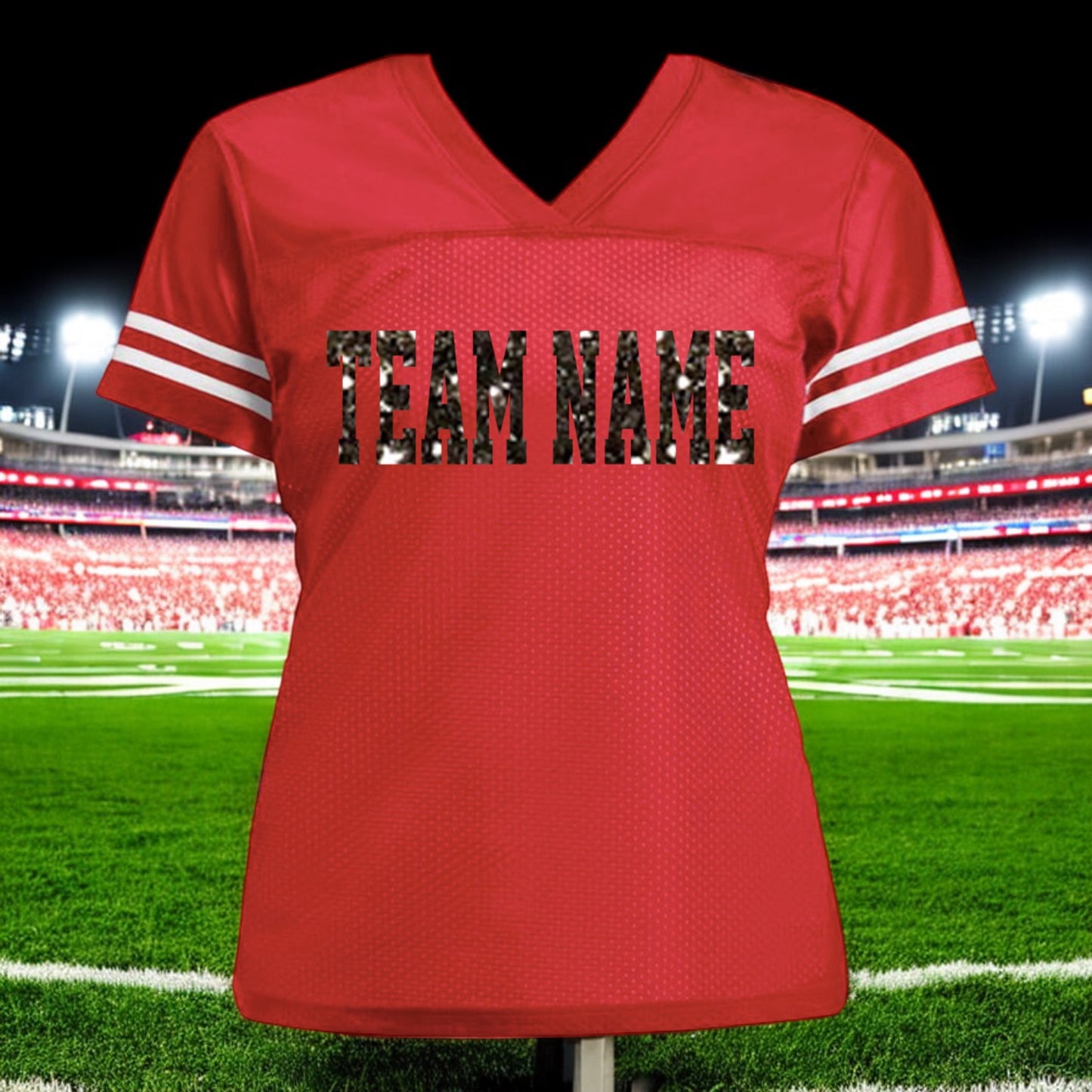 Design Your Glitter Women's Football Jersey Shirt