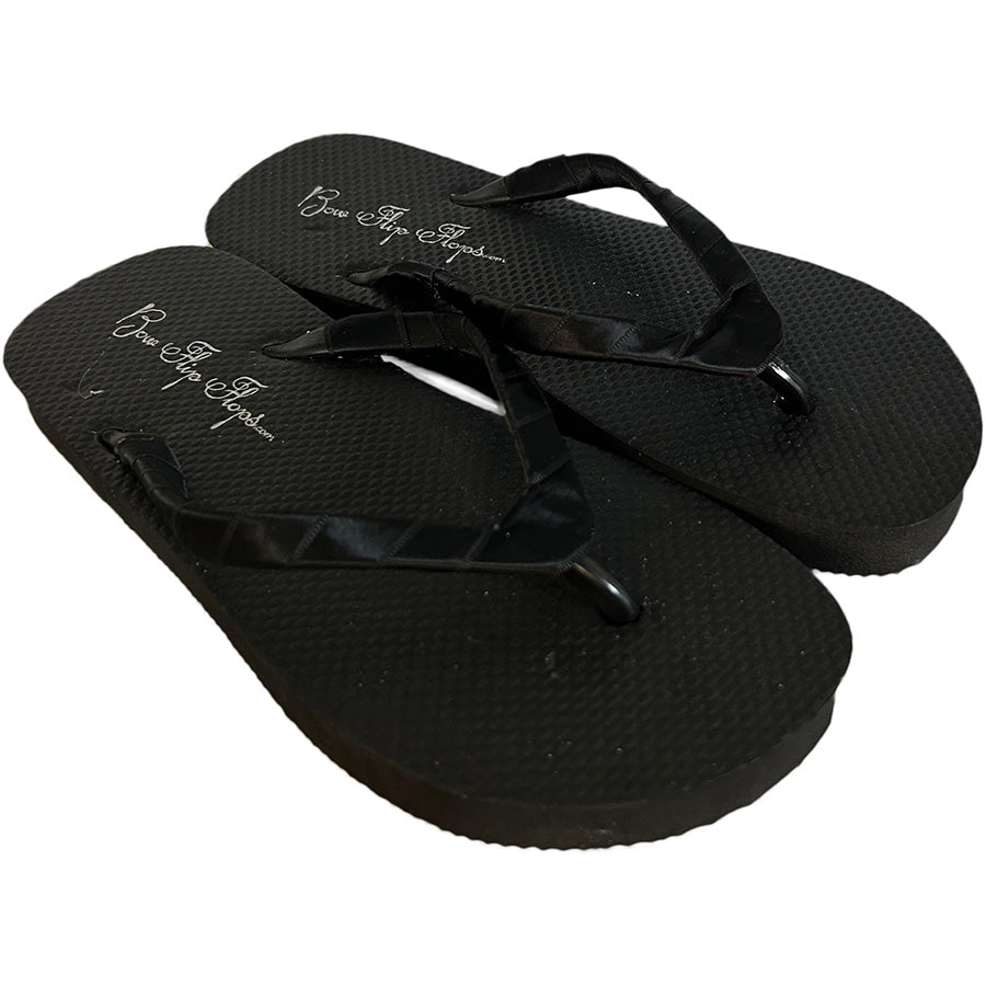 Starfish Rhinestone & Black Satin Flip Flops with Swarovski Crystal Accents