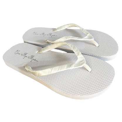 Silver & Ivory High 3.5 Inch Wedge Flip Flops - Customize