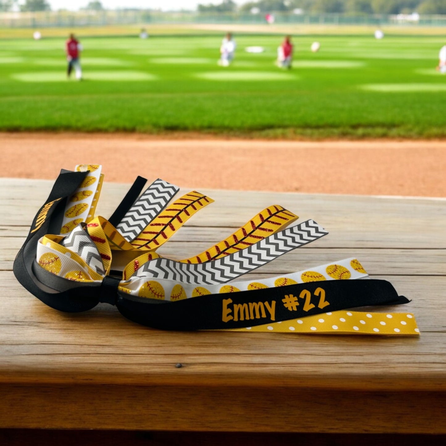 Softball Personalized Ponytail Bow - Match Team Colors