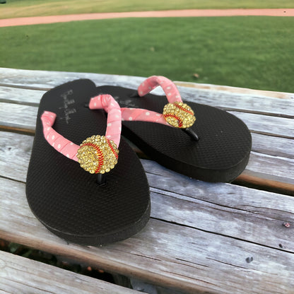 Softball Rhinestone Flip Flops, Choose your color