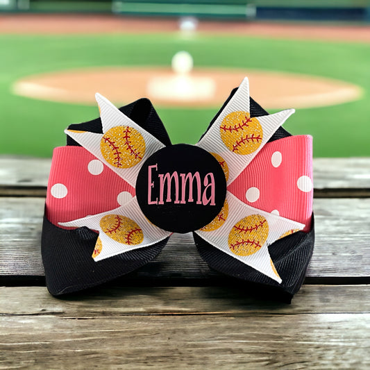 Personalized Sport Hair Bow Clip or Ponytail for Girls Team