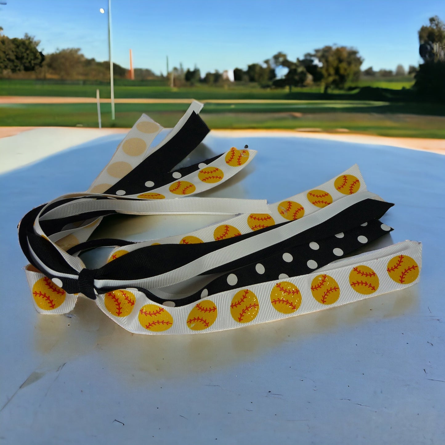 Red & Black Volleyball Glitter Ponytail Ribbons, Made to Match Team School Colors