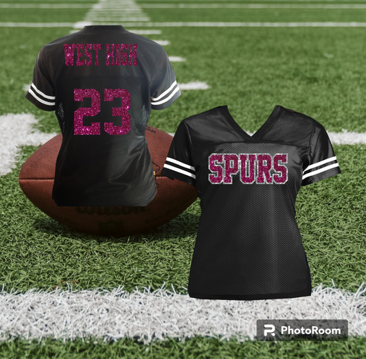 Personalized Double Glitter Football Jersey with Name and Number