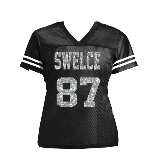 Black/Silver - Swelce 87 Glitter Football Jersey for Taylor Swift Travis Kelce