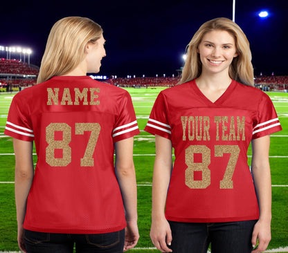 Design your Glitter Football Jersey with Name on the Front & Back and Number