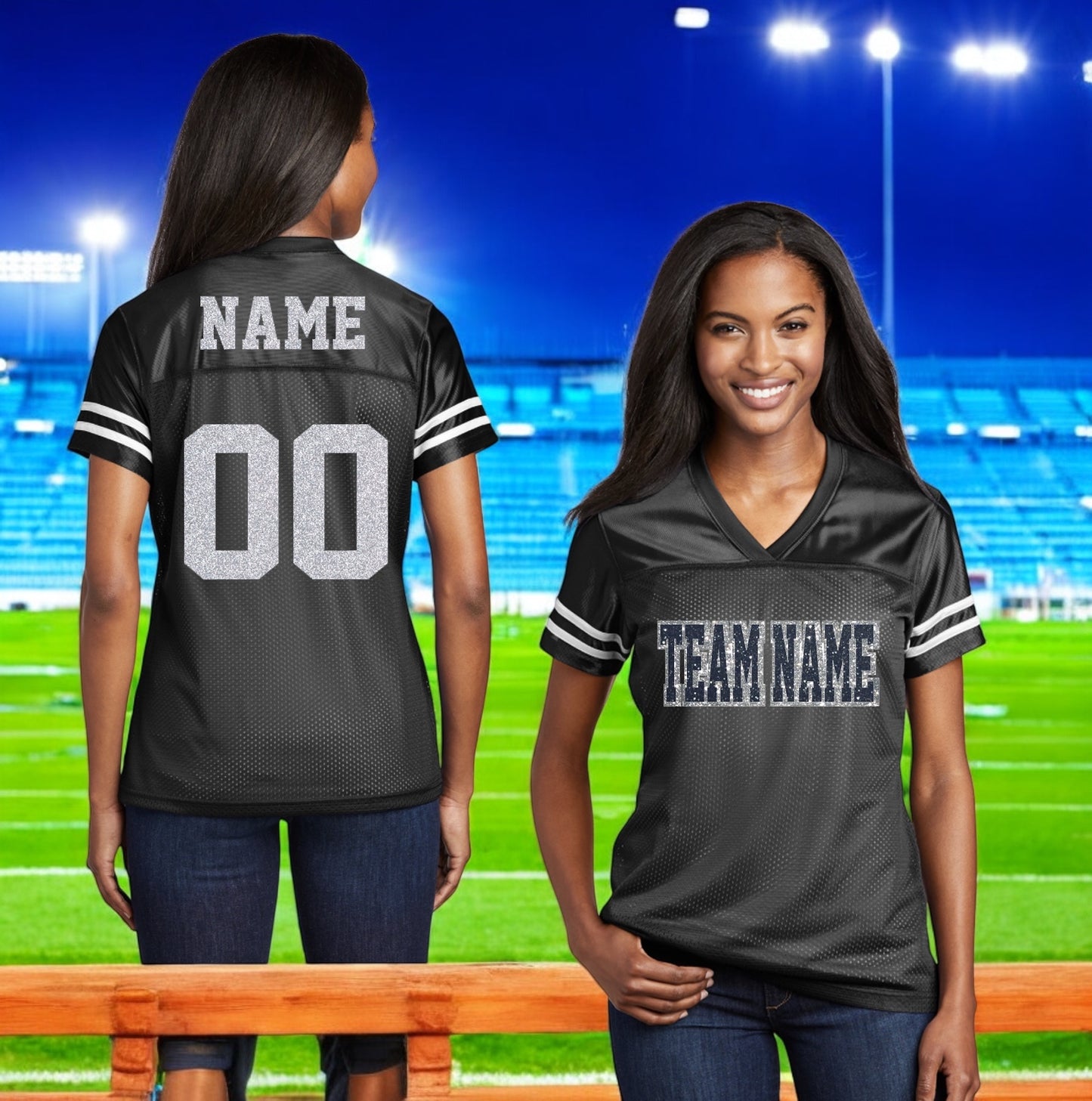 Customized Glitter Football Jersey with 2 colors glitter , Colts Red White