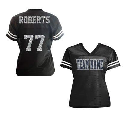 Customized Glitter Football Jersey with 2 colors glitter , Colts Red White