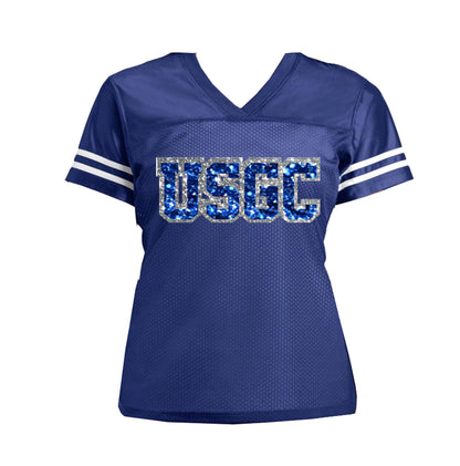 Glittery Football Sports Jersey with Custom Team Name