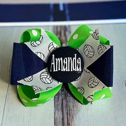 Volleyball & Sports Personalized Hair Clip Bow or Ponytail Holder, Match Team Colors