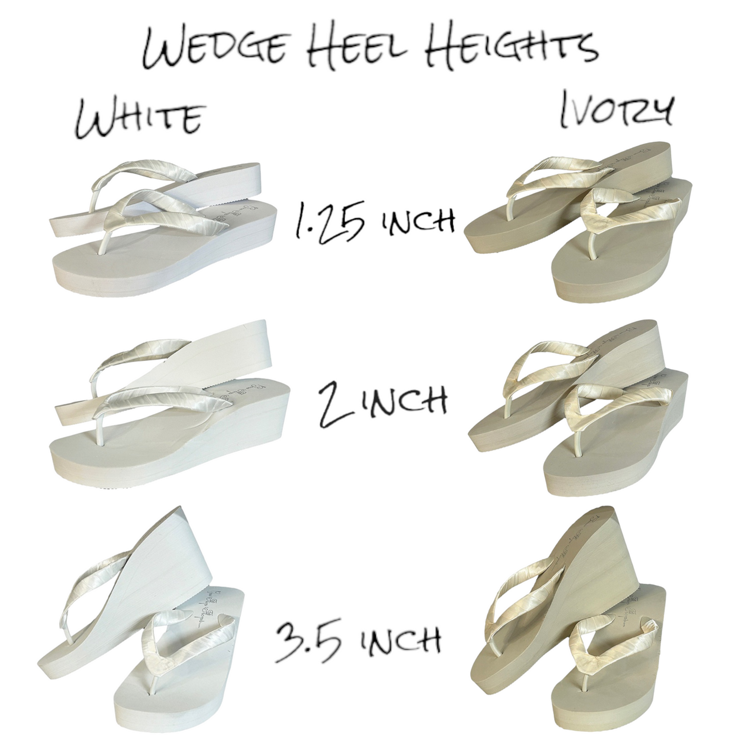 Ivory & Silver Satin Swarovski Crystal Rhinestone Flip Flops Wedge Heel