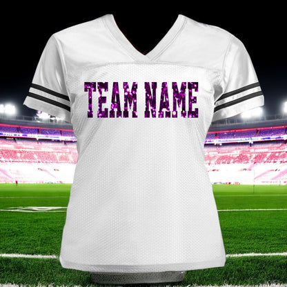 Glitter Ladies Football Jersey Shirt with Custom Team Name, Sharks