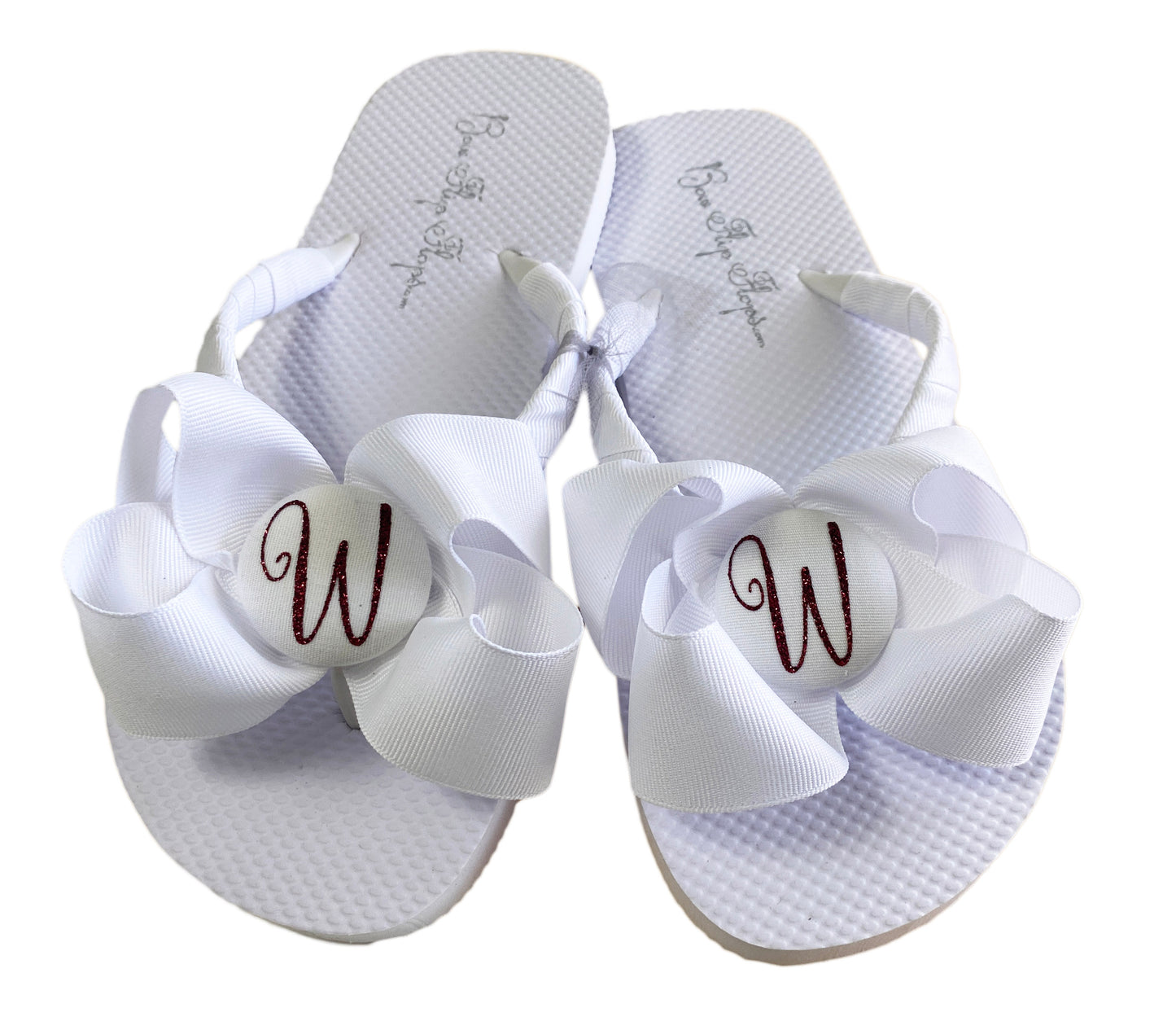 Glitter Initial Personalized Bow Flip Flops