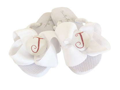 Glitter Initial Personalized Bow Flip Flops