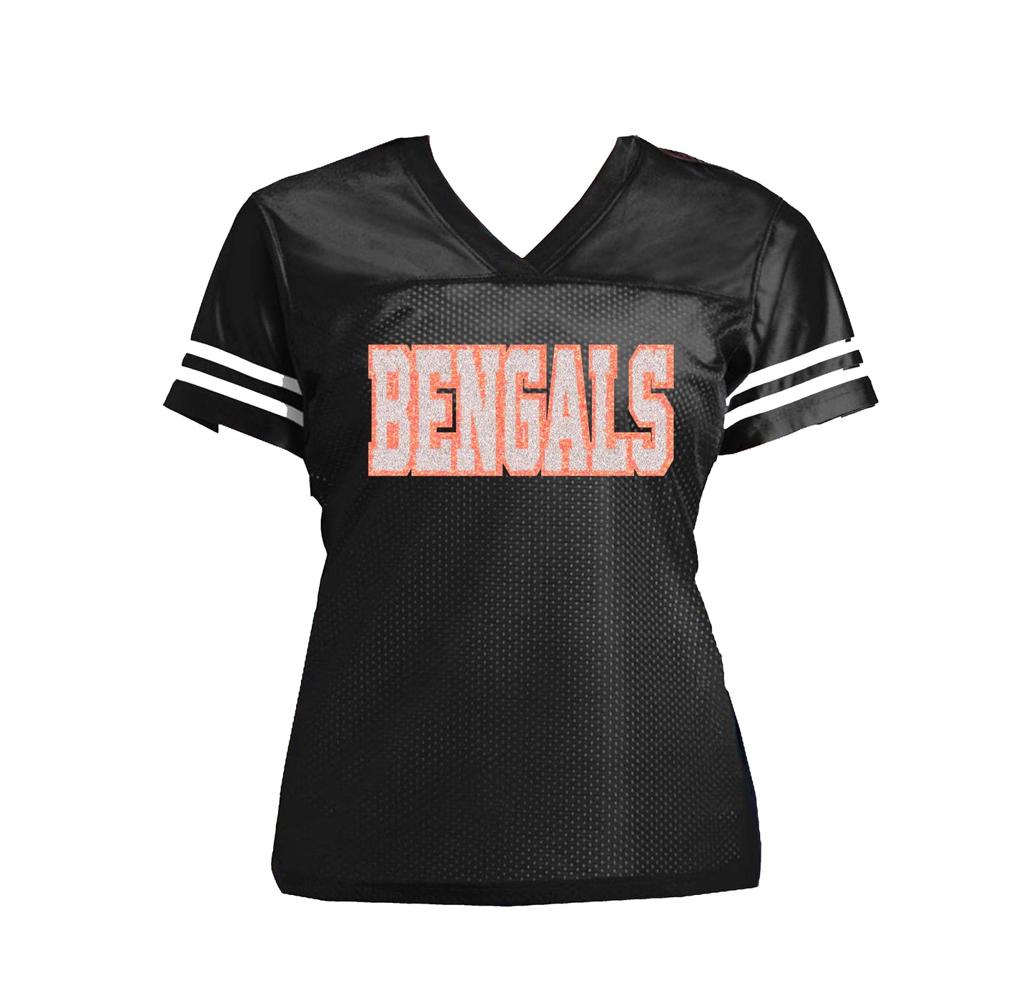 Bengals Glitter Women's Football Jersey, Cincinnati Bling Shirt