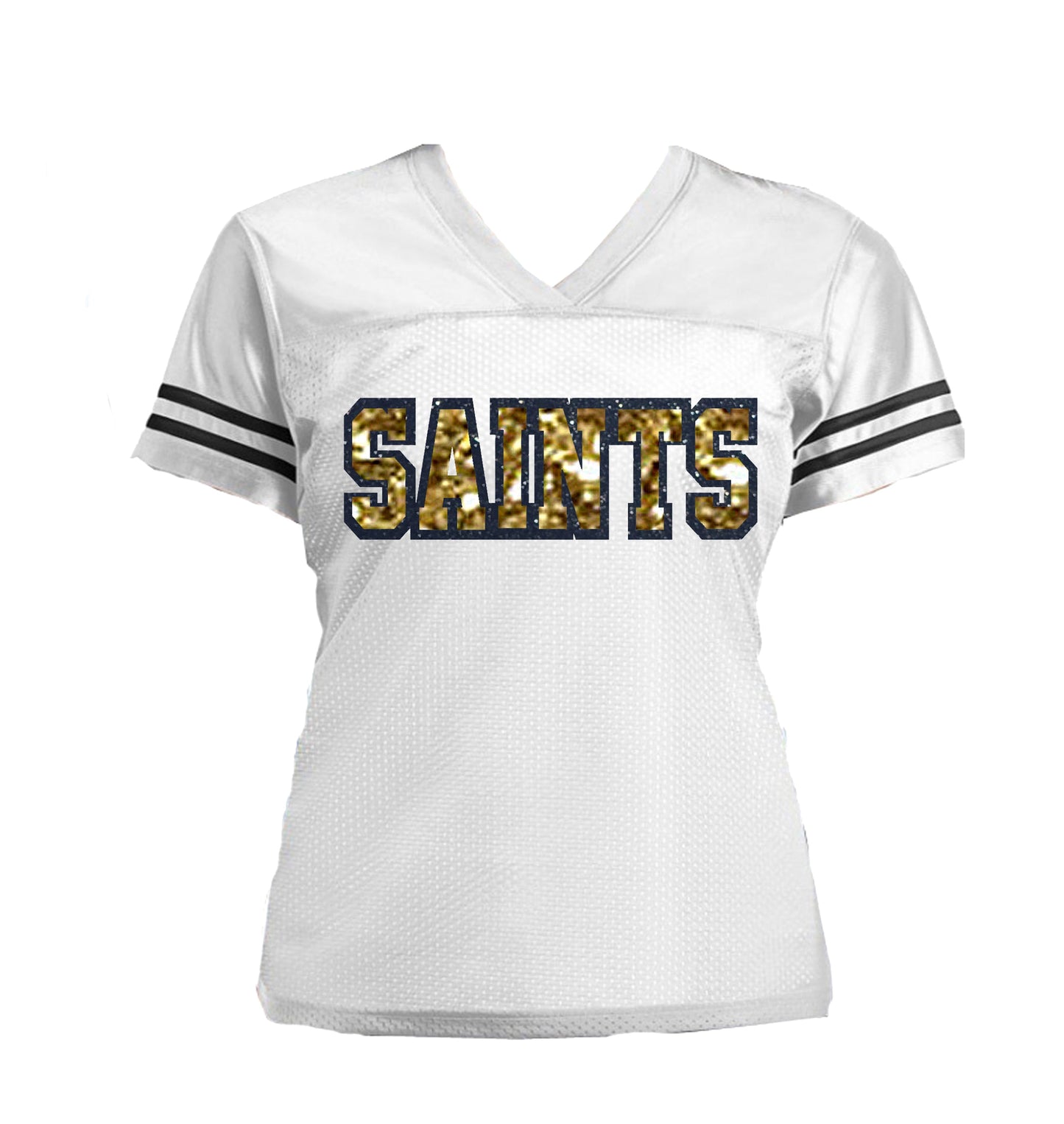 Saints Glitter Women’s Jersey Shirt, New Orleans Football